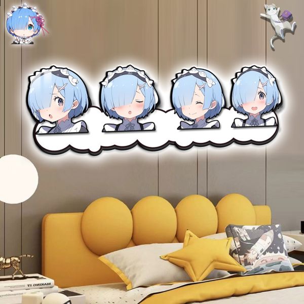 【海外代購】阿喵畫社 Q版蕾姆 從零開始的異世界床頭超長燈帶畫 