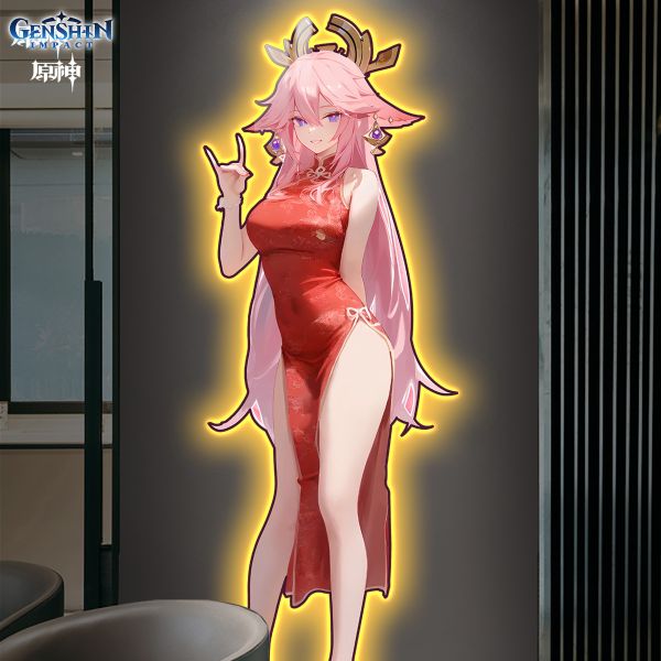 【海外代購】阿喵畫社 旗袍八重神子 1比1燈帶畫 