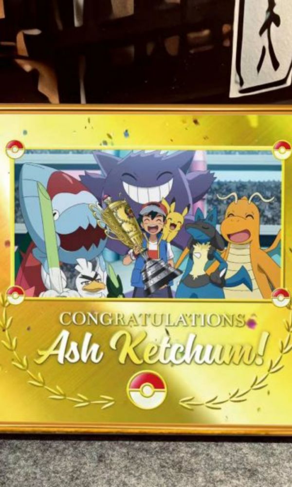 【海外代購】【25*25CM】千鳥社小智奪冠寶可夢皮卡丘神奇寶貝裝飾畫擺台 