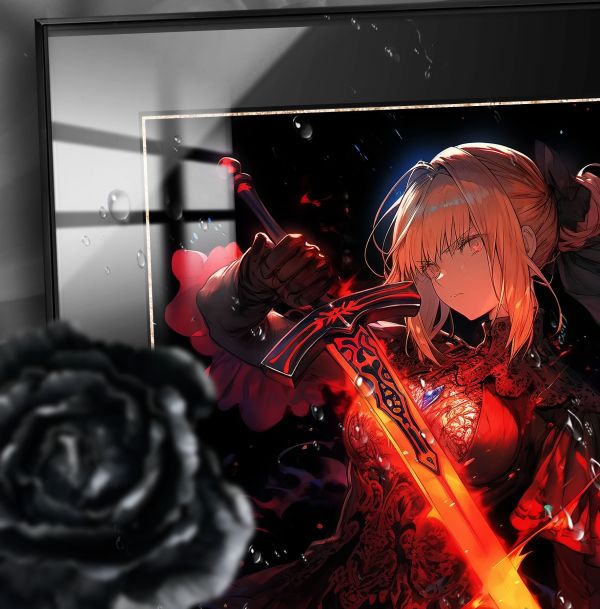 【海外代購】阿喵畫社 紅蓮怒火 吾王saber 8k超清裝飾畫 