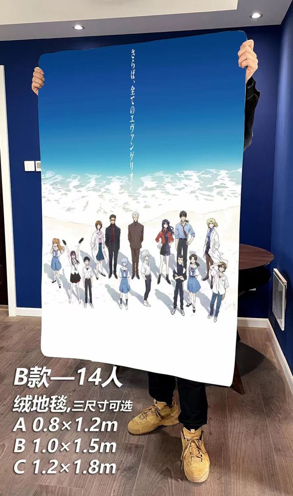 【海外代購】千鳥社 EVA劇場版海報 明日香綾波麗碇真嗣午睡毯地毯裝飾畫 