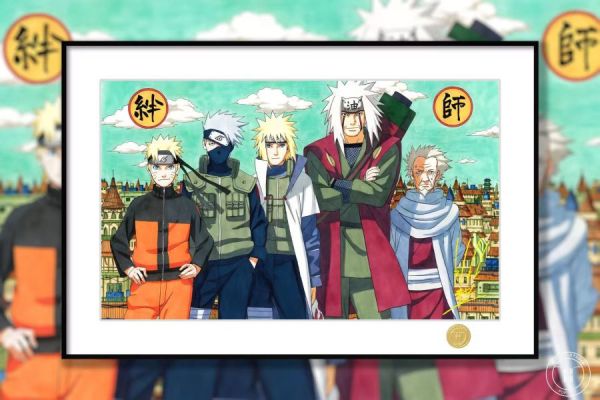 【海外代購】H2 《師徒》火影忍者鳴人自來也卡卡西波風水門裝飾畫 