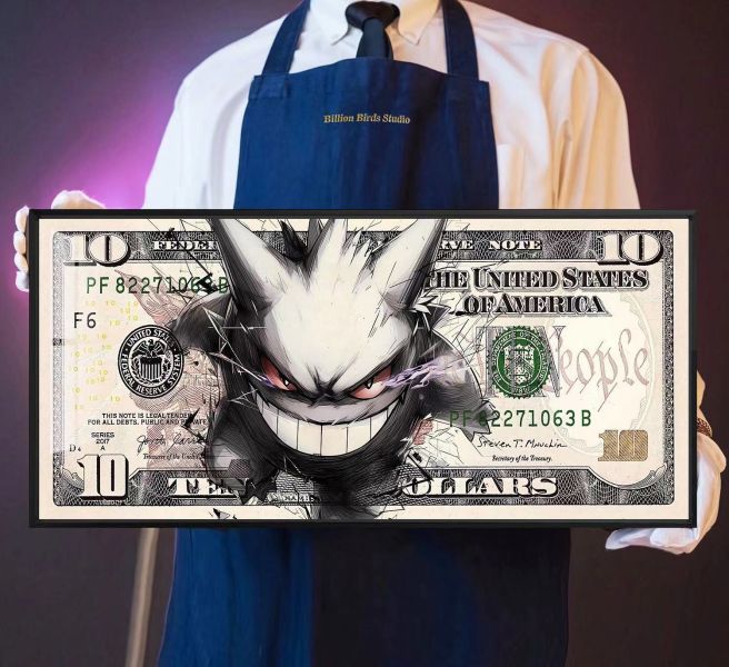 【海外代購】千鳥社《耿鬼美元》精靈寶可夢耿鬼美元地毯招財潮流畫 