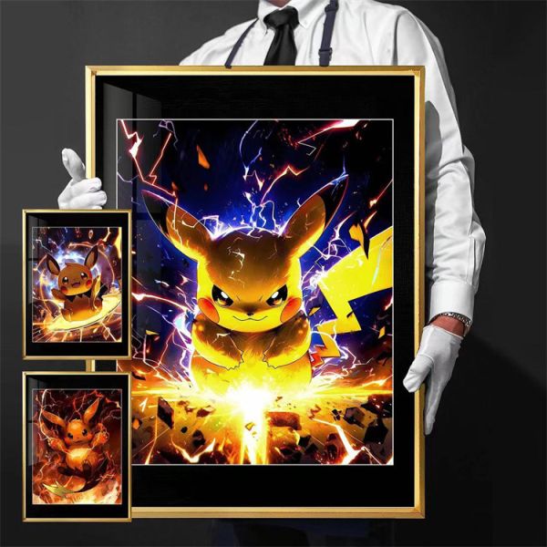 【海外代購】千鳥社 皮卡丘進化 雷丘 皮丘 裝飾畫 01 