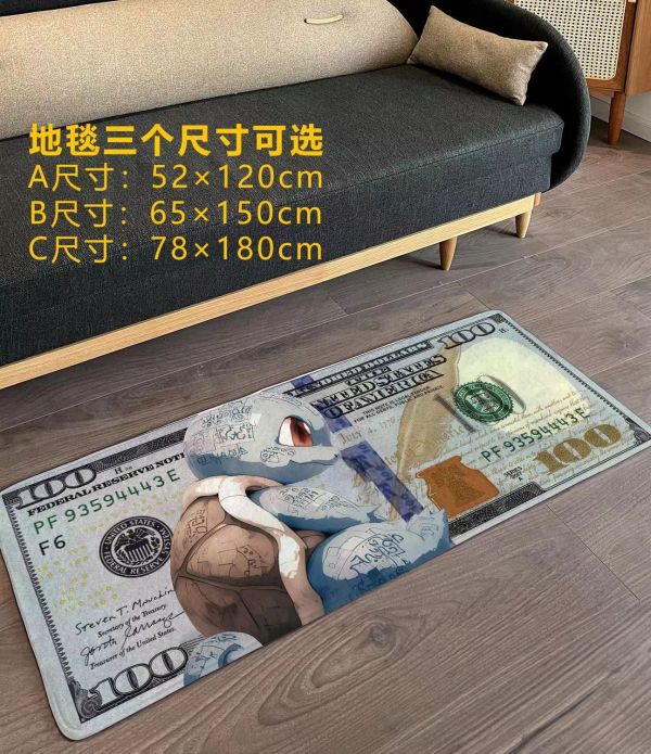 【海外代購】千鳥社 傑尼龜美元 精靈寶可夢傑尼龜美元地毯招財潮流畫 