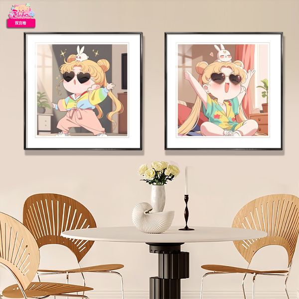 【海外代購】阿喵畫社 Q版美少女 雙宮格高清裝飾畫 