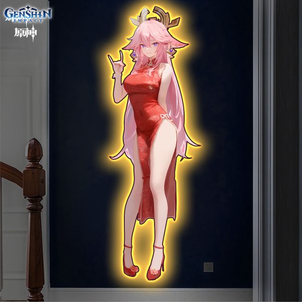 【海外代購】阿喵畫社 旗袍八重神子 1比1燈帶畫 