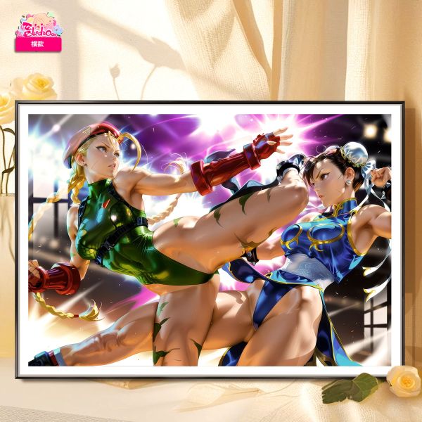 【海外代購】阿喵畫社 嘉米VS春麗 8k超大超清裝飾畫 滑鼠墊 床頭地墊 
