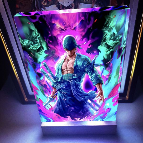 【海外代購】阿喵畫社 煉獄 索隆 1.9cm發光手辦架展示磚 