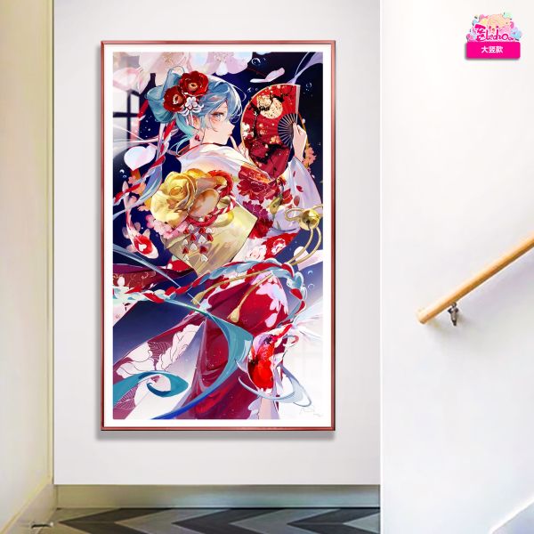 【海外代購】阿喵畫社 錦鯉賜福 初音未來 8k超清裝飾畫 午睡毛毯 