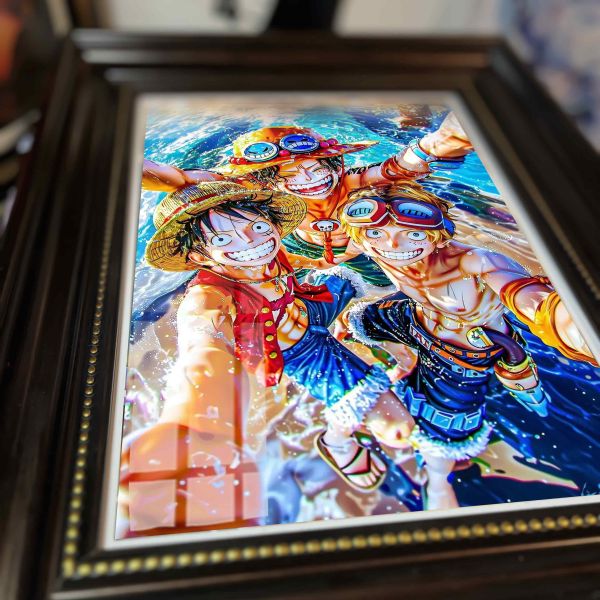 【海外代購】阿喵畫社 三兄弟之海洋羈絆 復古框紀念小型桌面擺台 床頭地墊 浴室地墊 