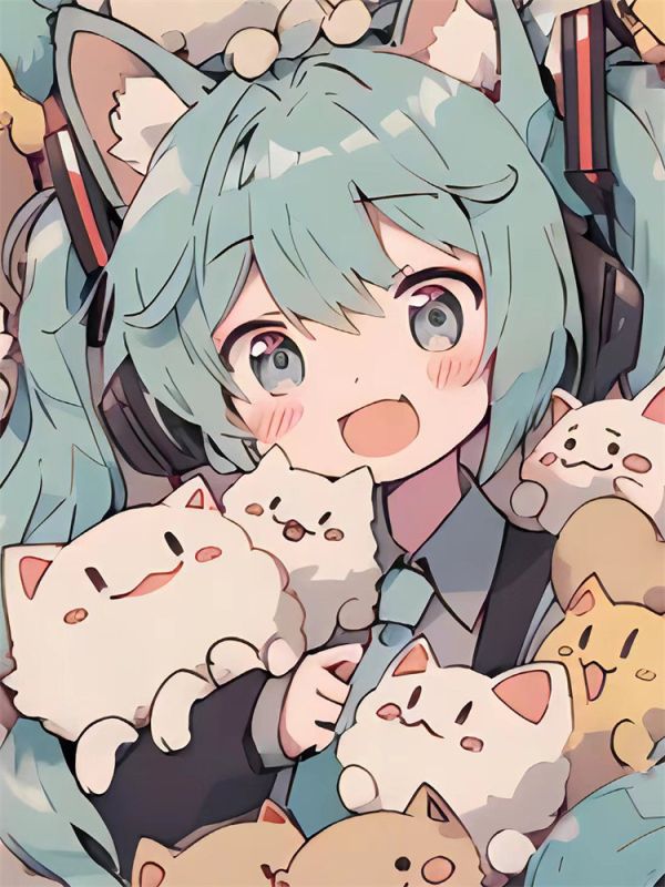 【海外代購】星空 貓耳初音 初音未來Miku蔥 裝飾畫 