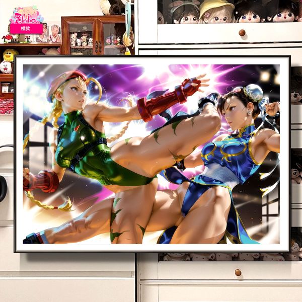 【海外代購】阿喵畫社 嘉米VS春麗 8k超大超清裝飾畫 滑鼠墊 床頭地墊 