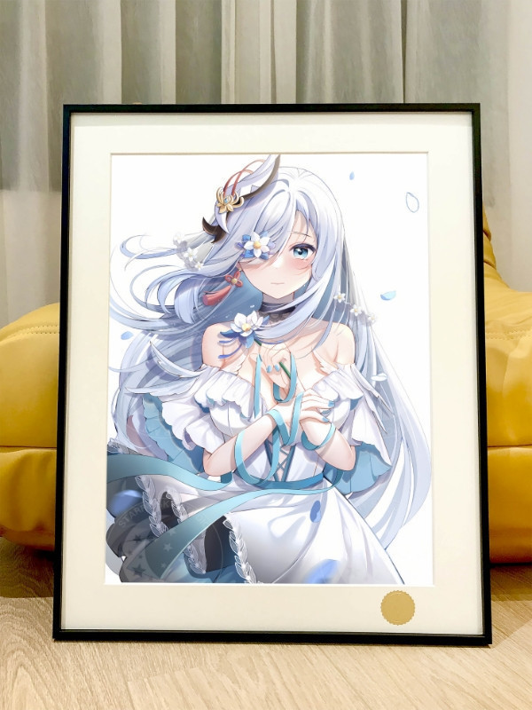 【海外代購】星空 《白裙申鶴》原神阿鶴孤辰煢懷裝飾畫 