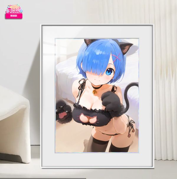 【海外代購】阿喵畫社 貓娘 蕾姆 展館級8k超清精裱畫 