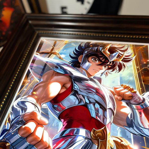 【海外代購】阿喵畫社 星矢 復古框紀念小型桌面擺台 