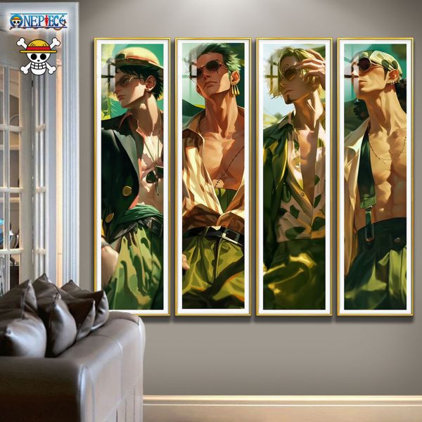 【海外代購】阿喵畫社 海賊王男團四宮格 12k超清裝飾畫 