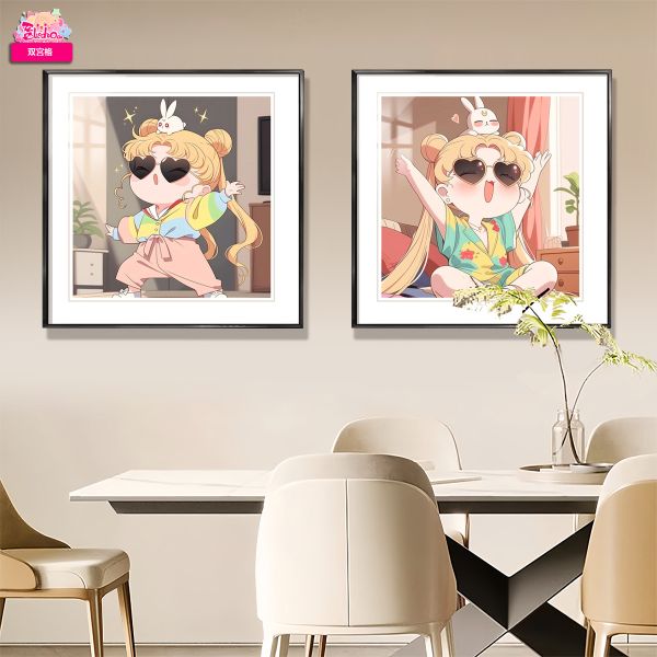【海外代購】阿喵畫社 Q版美少女 雙宮格高清裝飾畫 