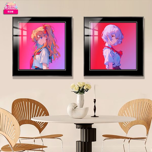 【海外代購】阿喵畫社 EVA 明日香綾波麗組合 牆面高清組合裝飾畫 
