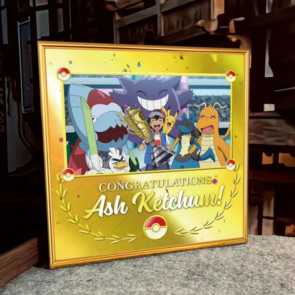 【海外代購】【25*25CM】千鳥社小智奪冠寶可夢皮卡丘神奇寶貝裝飾畫擺台 