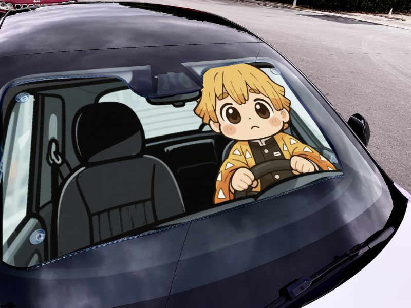 【海外代購】千鳥社 《汽車前擋遮陽－善逸》二次元汽車遮陽防曬前擋開車鬼滅之刃我妻善逸鬼殺隊 