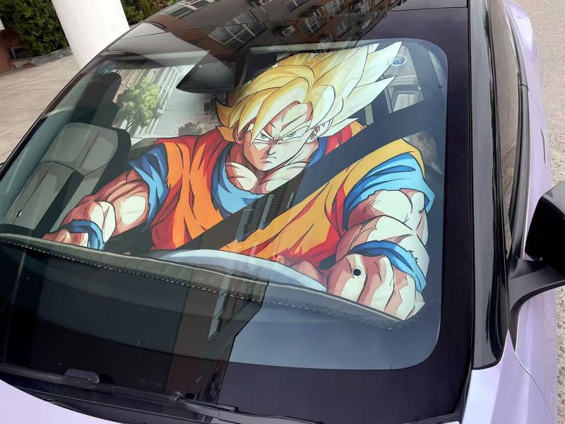 【海外代購】千鳥社 七龍珠 孫悟空 超級賽亞人 二次元可愛汽車遮陽防曬前擋風玻璃 