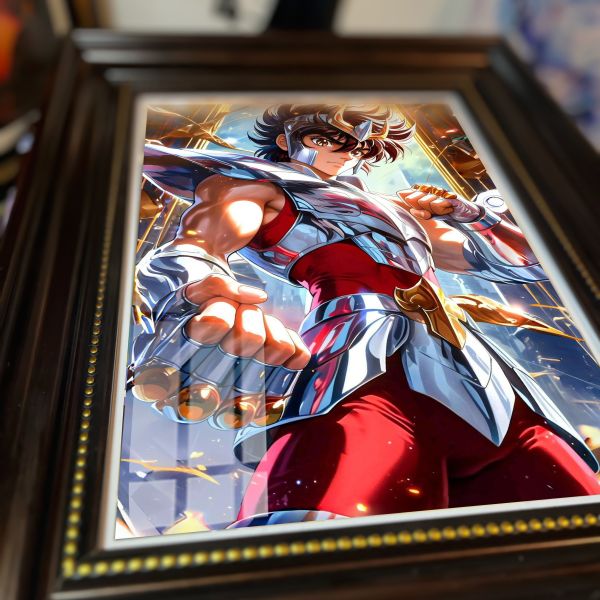 【海外代購】阿喵畫社 星矢 復古框紀念小型桌面擺台 