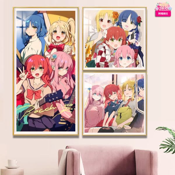 【海外代購】阿喵畫社 完美演出 孤獨搖滾三宮格 高清裝飾畫 