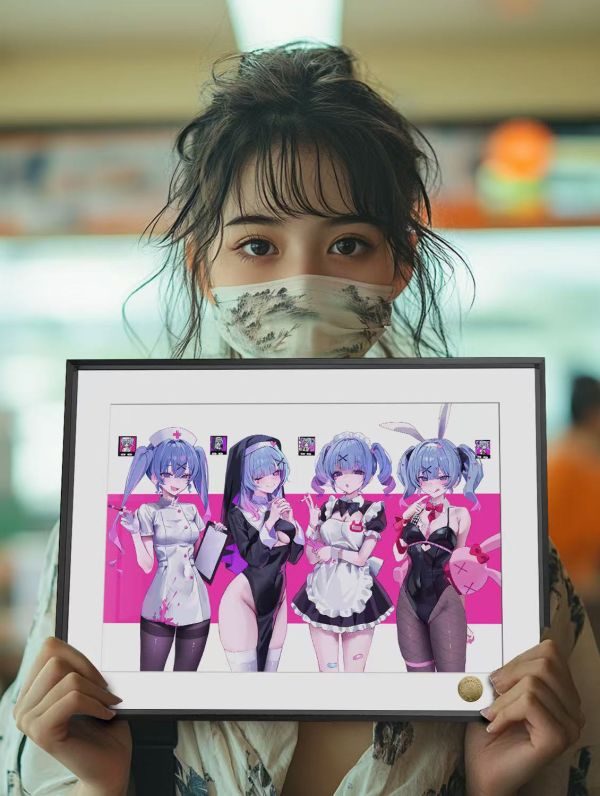 【海外代購】皇呱 《初音未來4連拍》兔子洞護士修女兔女郎女傭裝飾畫 