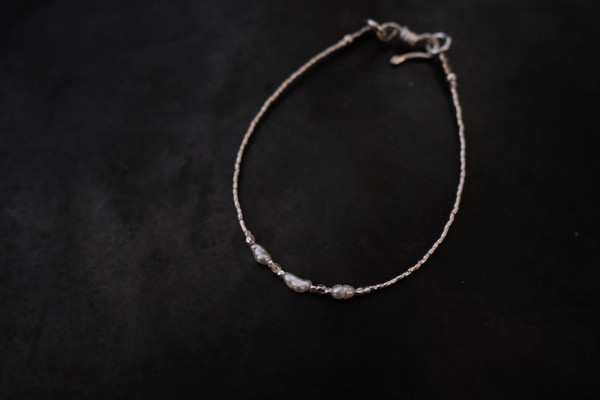 純銀細緻手鏈｜三顆珍珠 