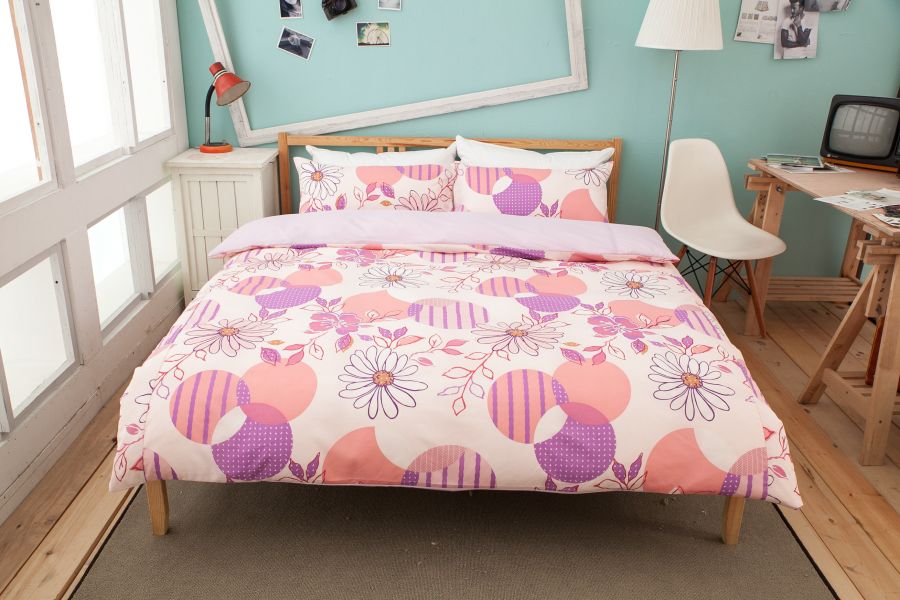 LAMINA混紡加大床包枕套三件組-幻想曲粉 