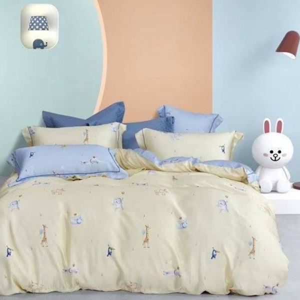 LAMINA  雙人  可愛夥伴(黃) 100%萊賽爾天絲枕套床包組 100%萊爾賽天絲,枕套床包組,台灣製造,雙人