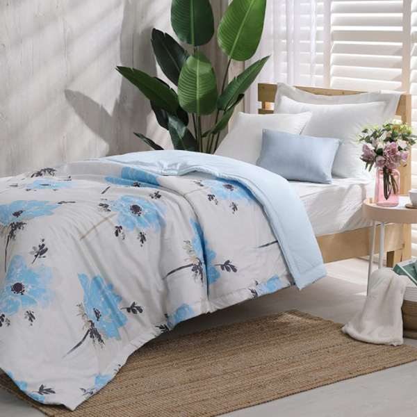 LAMINA  100%精梳棉涼被5X7尺-花語綻放(藍) 精梳棉涼被,精梳棉空調被,四季被,精梳棉四季被