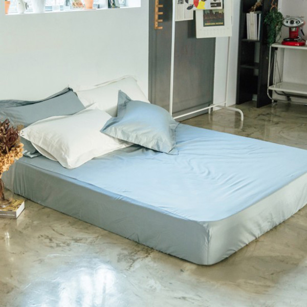 LAMINA  加大 純色-淺灰藍 100%精梳棉床包 精梳棉床包,淺灰藍床包,100%精梳棉床包,台灣製加大床包,加大床包