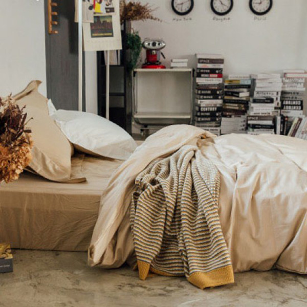 LAMINA  加大  純色-卡布奇諾 100%精梳棉四件式被套床包組 100%精梳棉,薄被套,被套床包組,精梳棉床包組,純色-卡布奇諾,加大