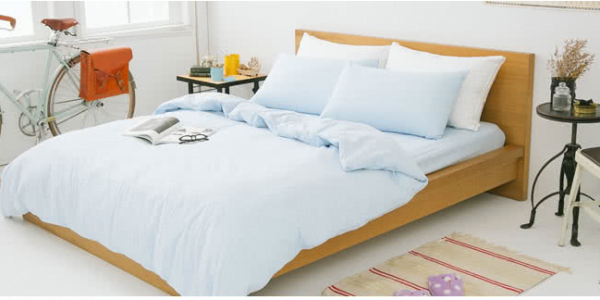 LAMINA純棉床包三件組-雙人-藍 