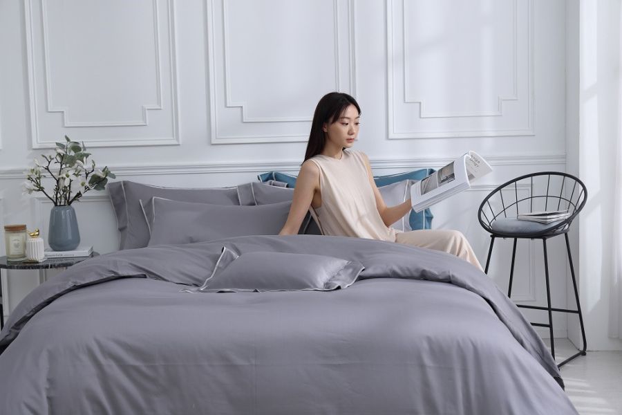 Cozy inn 雙人-銀灰 300織 萊賽爾天絲刺繡方型款兩用被套 