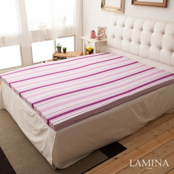 LAMINA品味條紋平面8cm記憶床墊紫-單人 床墊.記憶床墊.MIT台灣製造