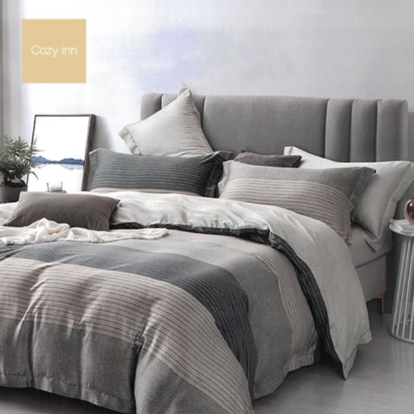 Cozy inn 墨離 加大 頂級60支100%天絲四件式兩用被套床包組 天絲床包組,被套床包組,天絲被套床包組