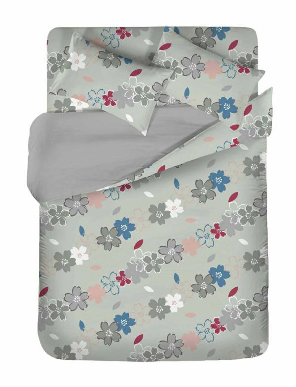 LAMINA混紡單人被套-水彩花灰 