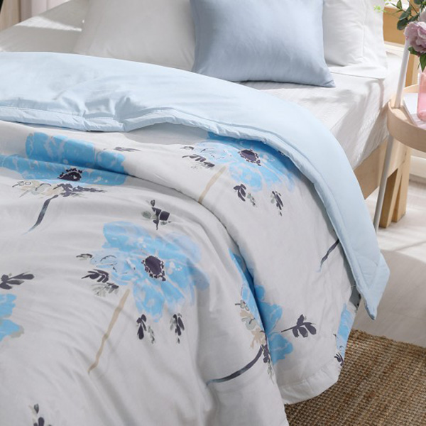 LAMINA  100%精梳棉涼被5X7尺-花語綻放(藍) 精梳棉涼被,精梳棉空調被,四季被,精梳棉四季被