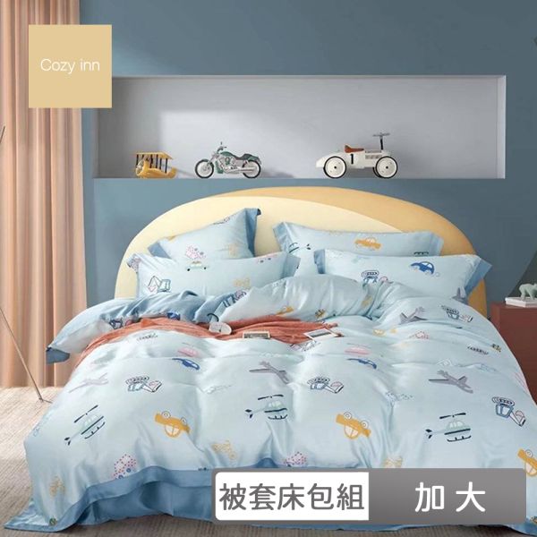 Cozy inn 汽車總動員 加大 頂級60支100%天絲四件式兩用被套床包組 天絲床包組,被套床包組,天絲被套床包組