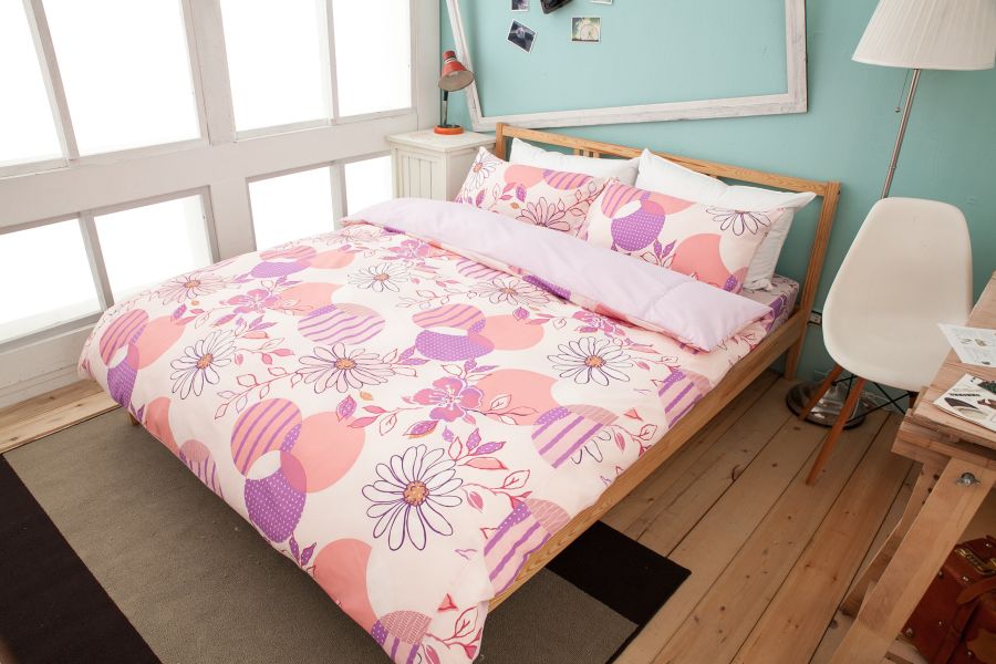 LAMINA混紡加大床包枕套三件組-幻想曲粉 