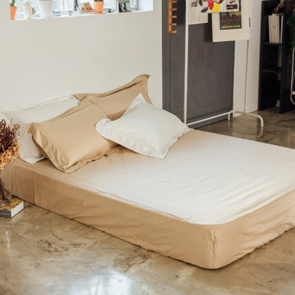 LAMINA  雙人  純色-卡布奇諾 100%精梳棉床包 精梳棉床包,卡布奇諾床包,100%精梳棉床包,台灣製雙人床包,雙人床包