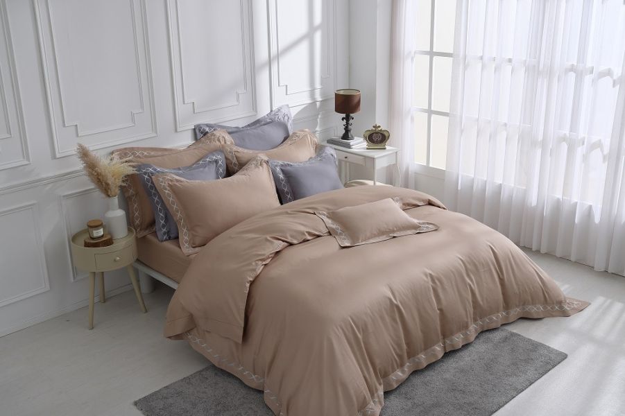 Cozy inn 雙人-星空灰 300織 萊賽爾天絲刺繡麻花款床包枕套組 