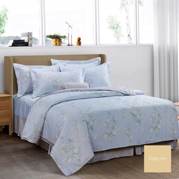 Cozy inn 雙人 香水鈴蘭 300織萊賽爾天絲兩用被套床包組 100%萊爾賽天絲,兩用被床包組,台灣精緻,雙人,專櫃私花,300織,60支