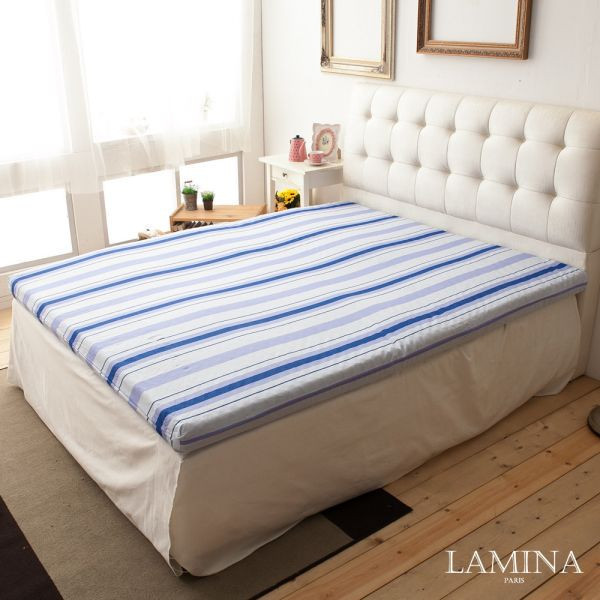 LAMINA品味條紋平面8cm記憶床墊藍-雙人 床墊.記憶床墊.MIT台灣製造
