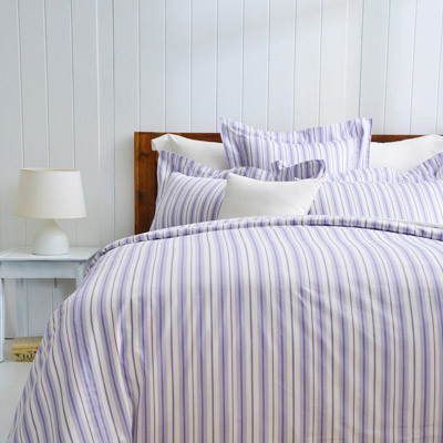 Cozy inn生活-藍-300織精梳棉三件式床包枕套組-雙人 