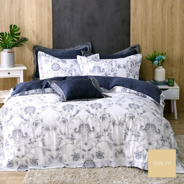 Cozy inn 雙人 圖騰筆觸 300織萊賽爾天絲兩用被套床包組 圖騰筆觸,100%萊爾賽天絲,兩用被床包組,台灣精緻,雙人,專櫃私花