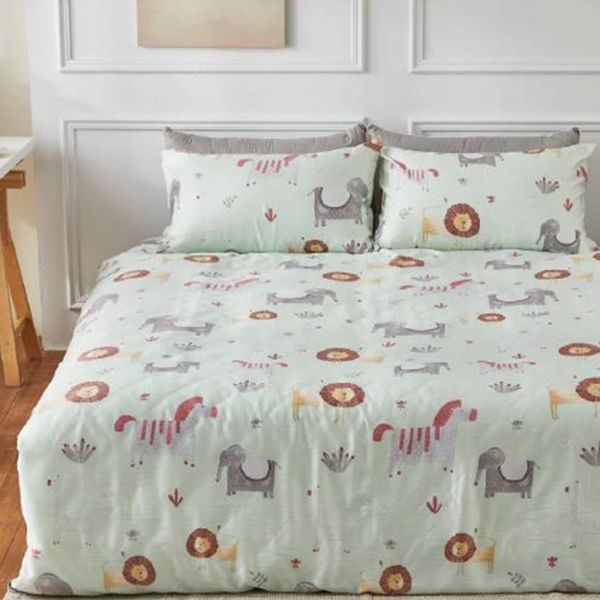 LAMINA  雙人  動物派對 100%萊賽爾天絲枕套床包組 100%萊爾賽天絲,枕套床包組,台灣製造,雙人